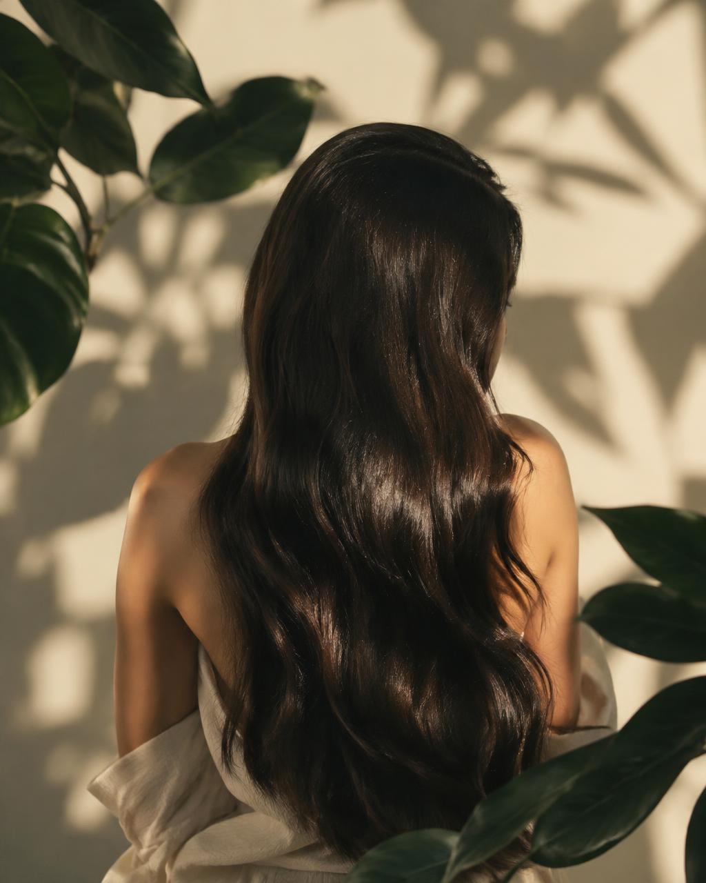 Woman with long, glossy healthy hair